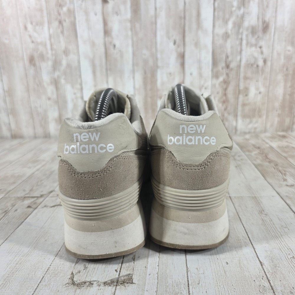 New Balance 574+ Platform Sneakers Tan‎ Beige Suede WL574ZSM Womens 10 - Picture 3 of 8